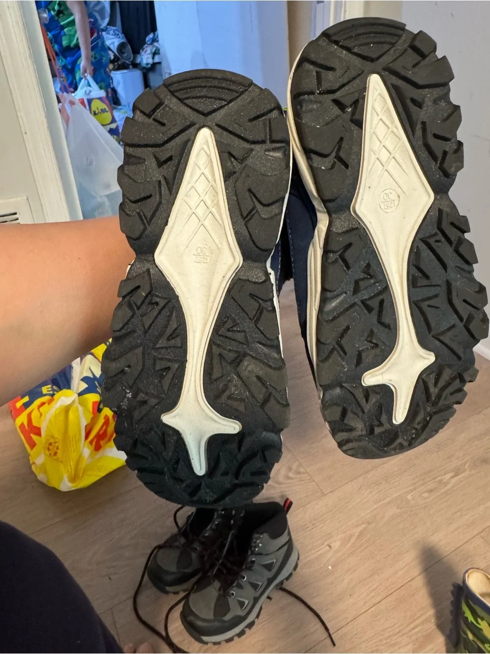 Kids Navy Winter Boots with Yellow Accents